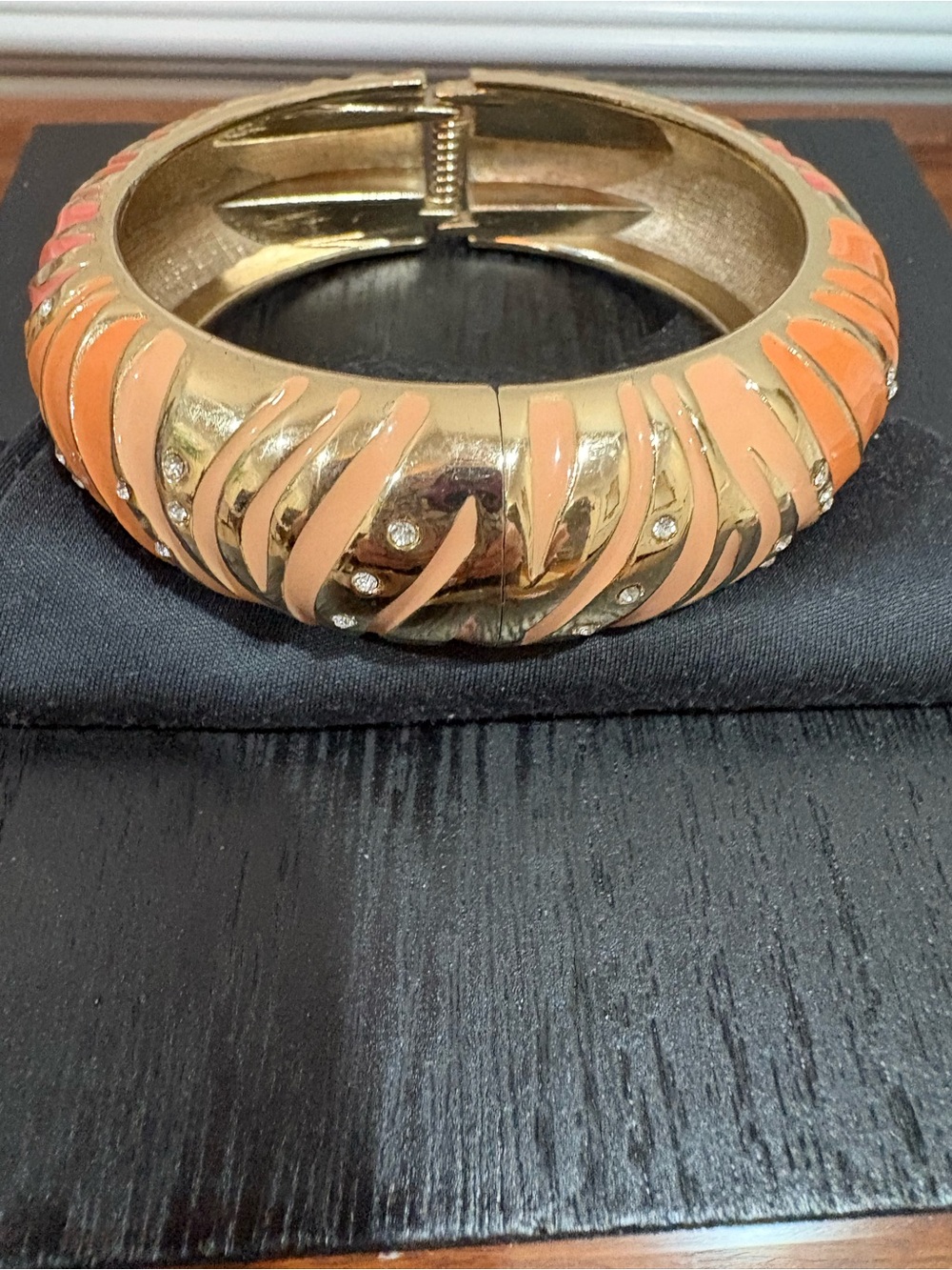 Tommy Bahamas Orange Ochred Zebra Palm Enamel Bracelet with Crystals